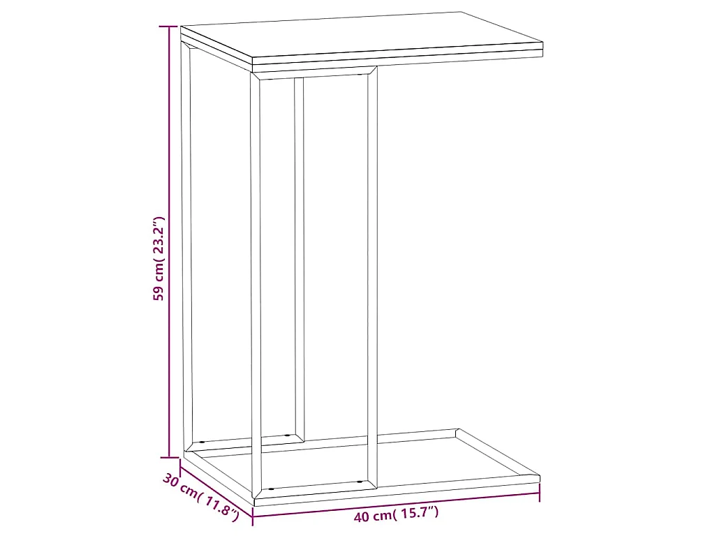 Tavolino da Salotto Bianco 40x30x59 cm in Legno Multistrato