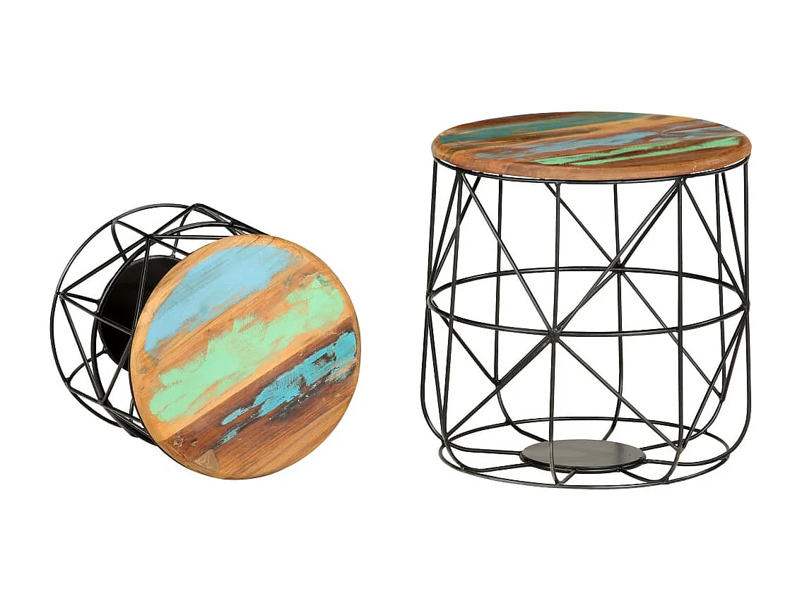 Mesas de centro 2 unidades madera maciza reciclada