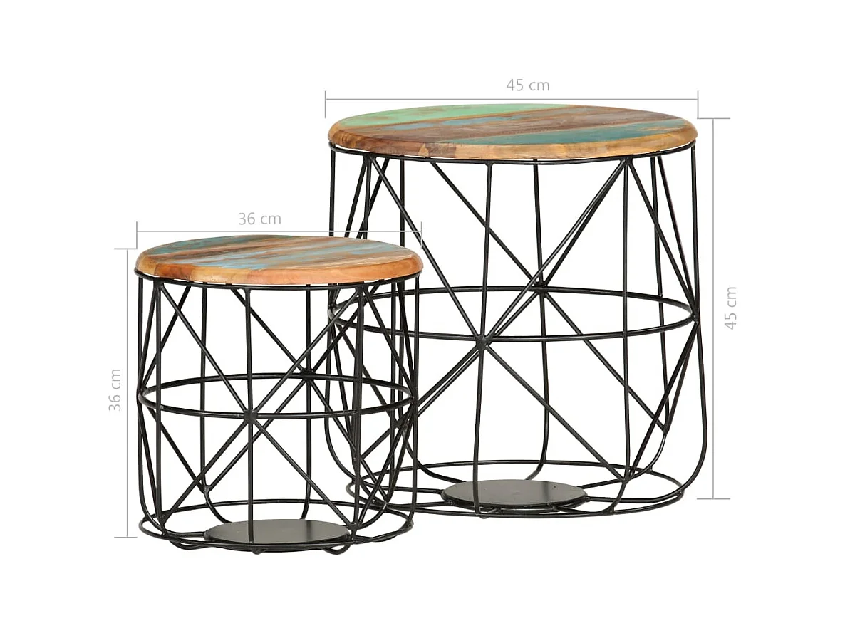 Mesas de centro 2 unidades madera maciza reciclada