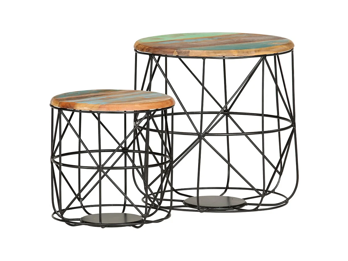 Mesas de centro 2 unidades madera maciza reciclada