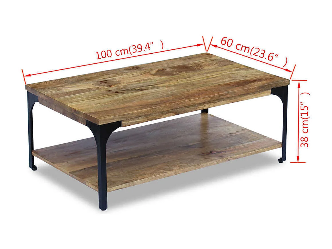 Table basse Bois de manguier 100x60x38 cm