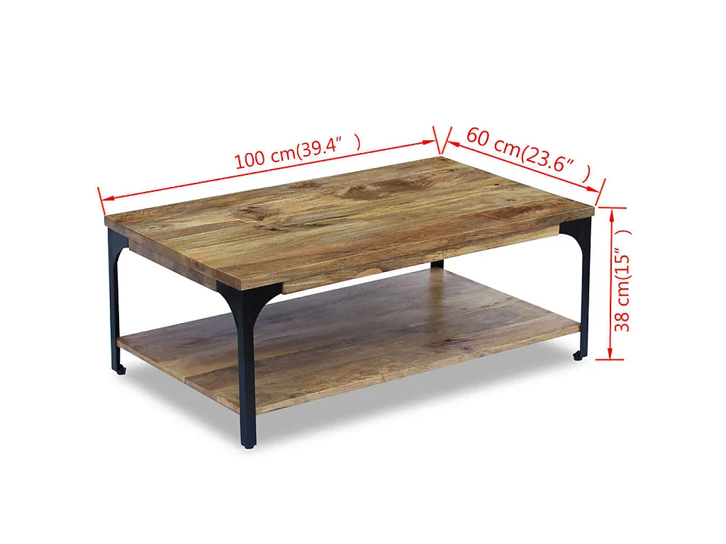 Salontafel 100x60x38 cm mangohout