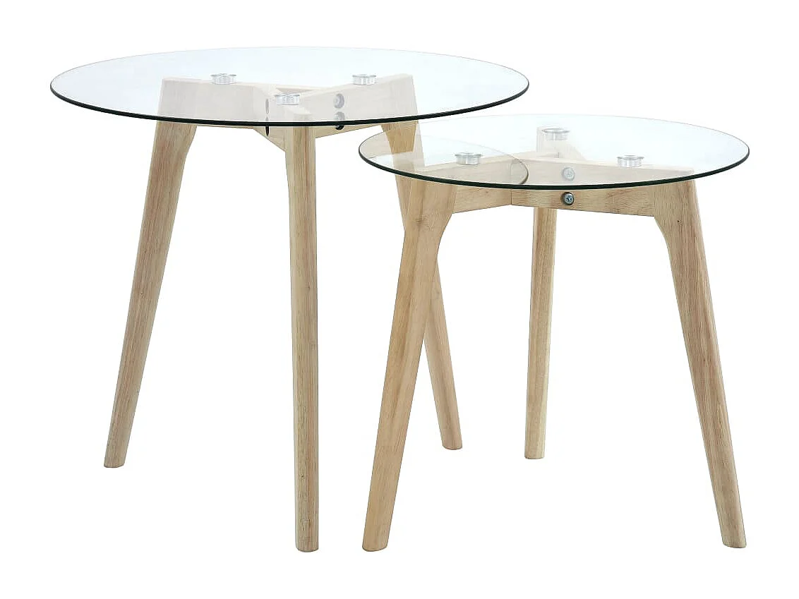 Ensemble de tables d'appoint 2 pcs Verre trempé