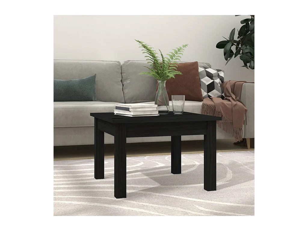 Table basse Noir 45x45x30 cm Bois massif de pin