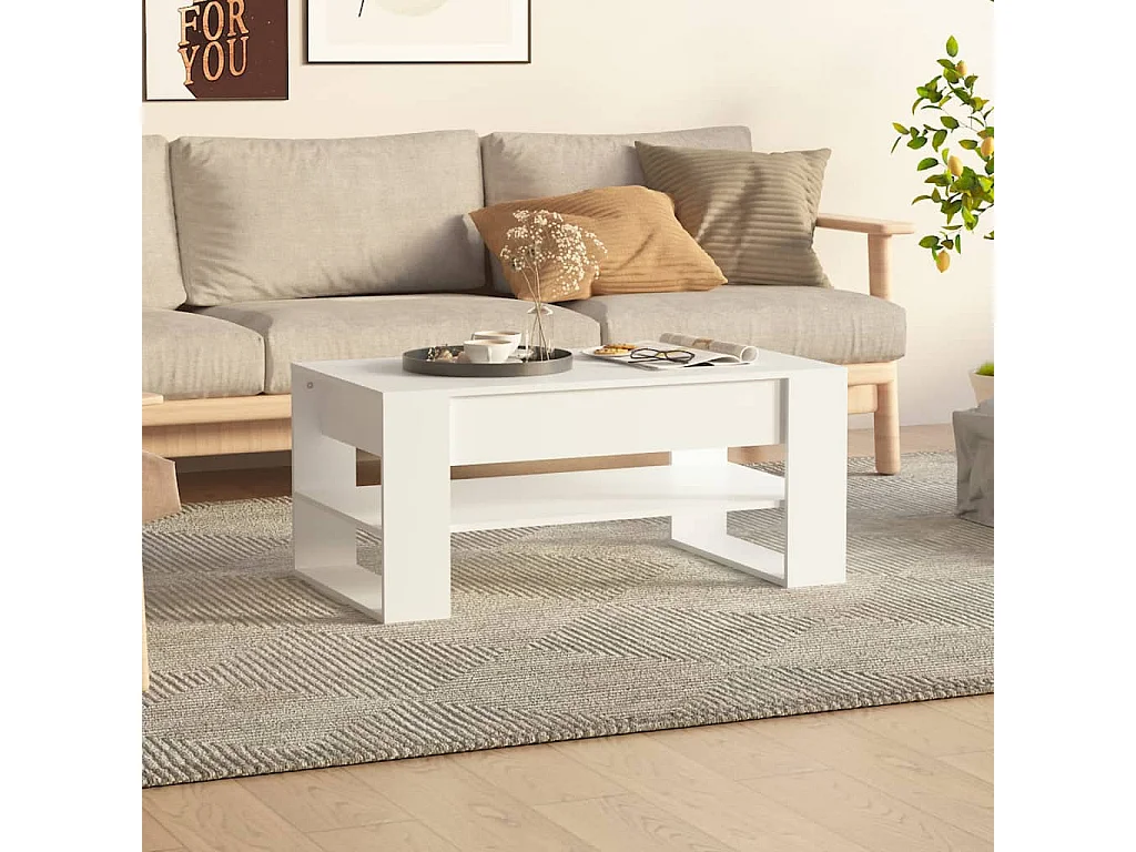 Mesa de centro madera de ingeniería blanco 102x55x42 cm