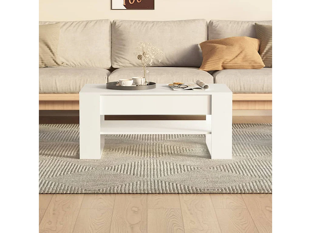 Mesa de centro madera de ingeniería blanco 102x55x42 cm