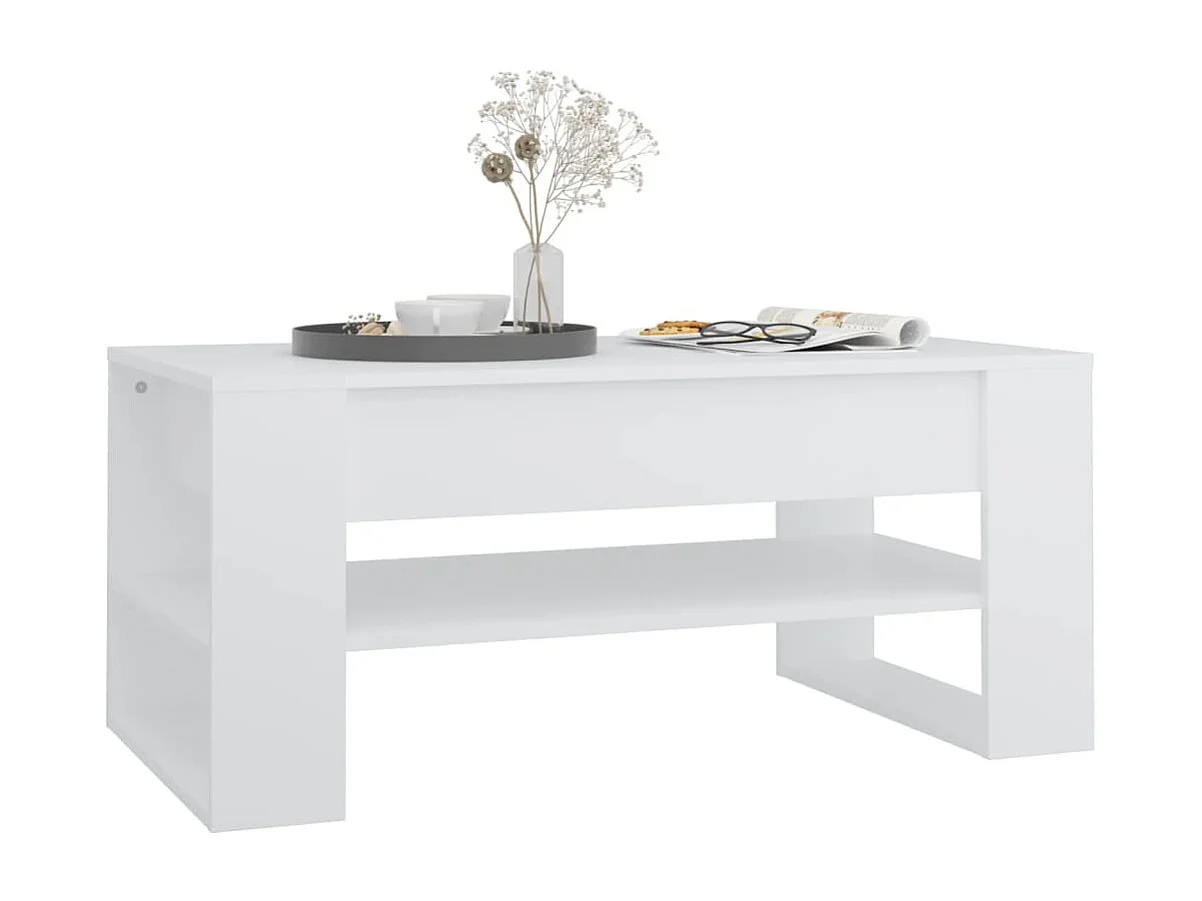 Mesa de centro madera de ingeniería blanco 102x55x42 cm