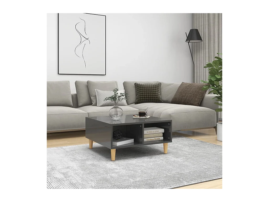 Tavolino da Salotto Grigio Lucido 60x60x30 cm Legno Multistrato