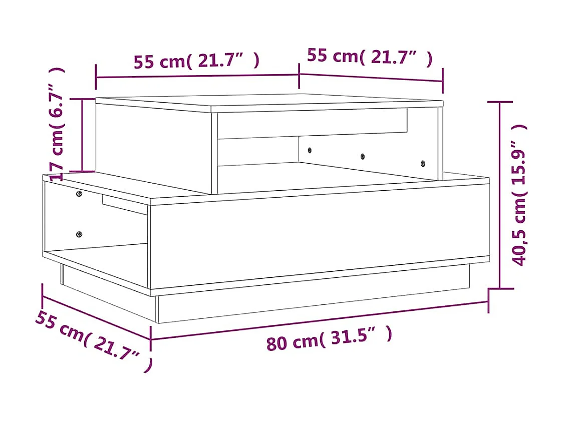 Salontafel 80x55x40,5 cm massief grenenhout honingbruin