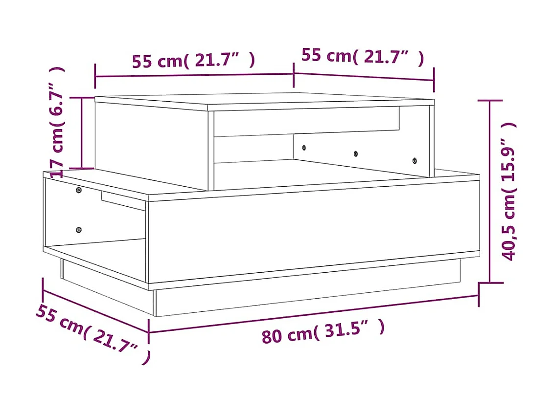 Salontafel 80x55x40,5 cm massief grenenhout honingbruin