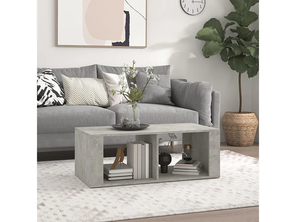 Mesa de centro 100x50x36 cm derivados madeira cinzento cimento