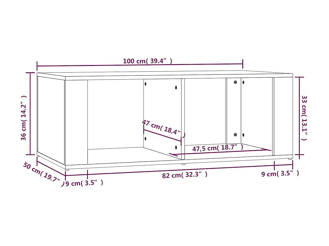 Mesa de centro 100x50x36 cm derivados madeira cinzento cimento