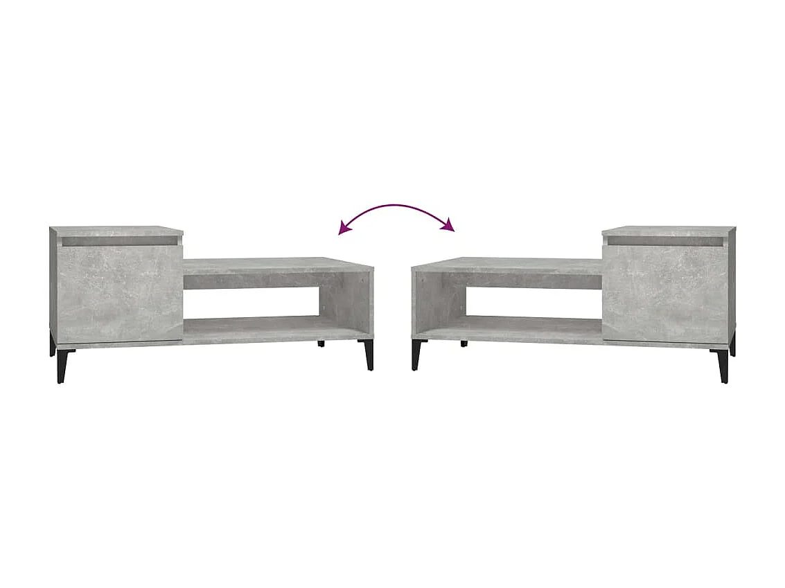 Table basse Gris béton 100x50x45 cm Bois d'ingénierie