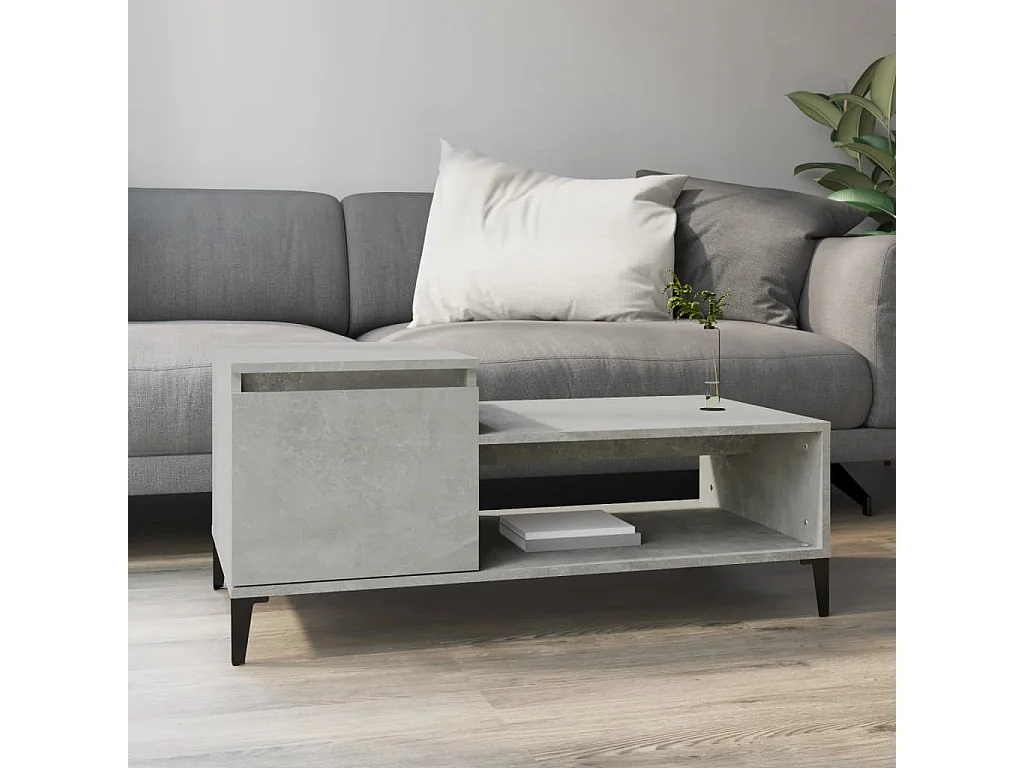 Table basse Gris béton 100x50x45 cm Bois d'ingénierie