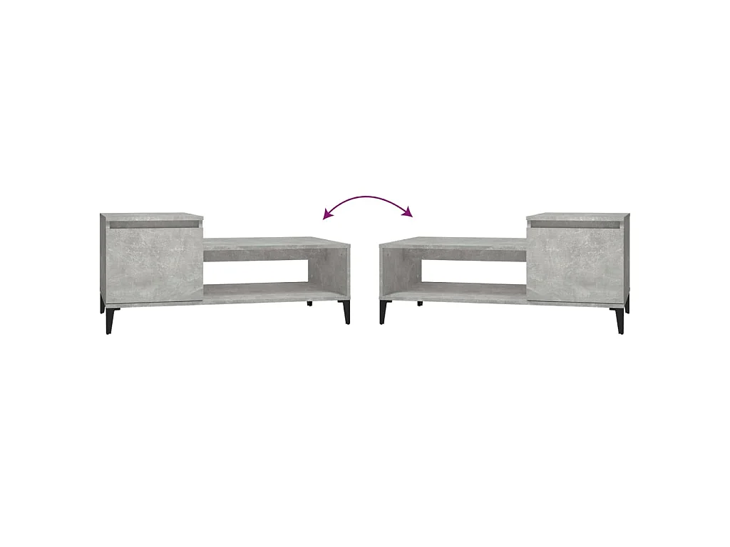 Table basse Gris béton 100x50x45 cm Bois d'ingénierie