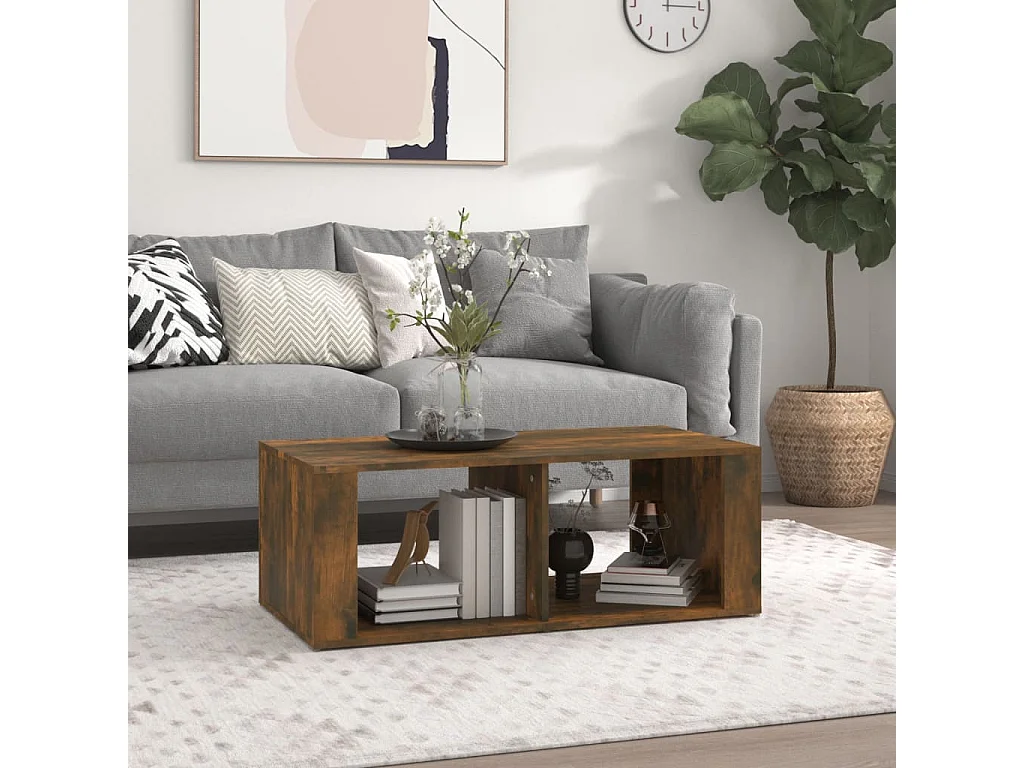Table basse Chêne fumé 100x50x36 cm Bois d'ingénierie