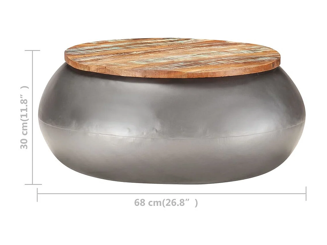 Table basse Gris 68x68x30 cm Bois de récupération solide