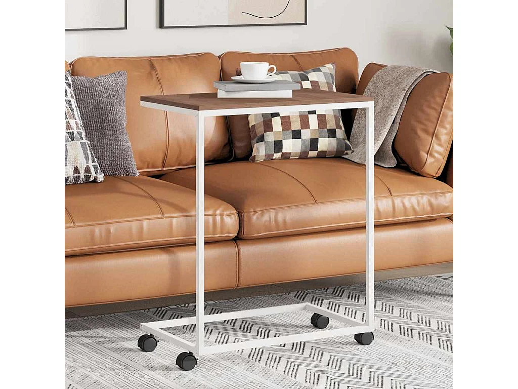 Mesa de apoio c/ rodas 55x35x70 cm derivados de madeira branca