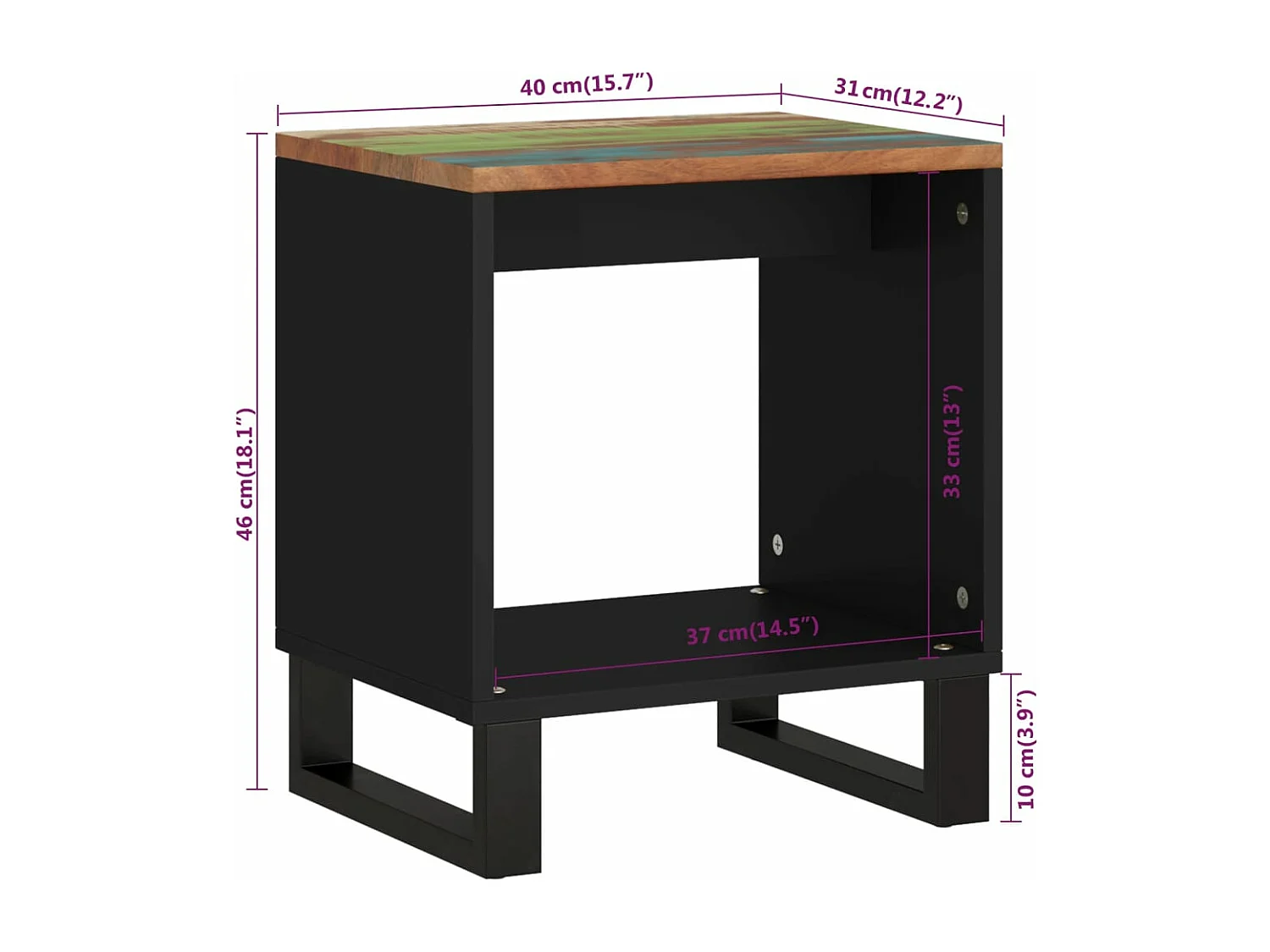 Salontafel 40x31x46 cm massief gerecycled hout en bewerkt hout