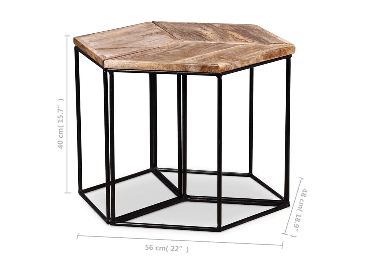 Couchtisch Massivholz Mango 56x48x40 cm