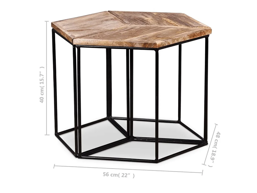 Table basse Bois de manguier massif 56x48x40 cm