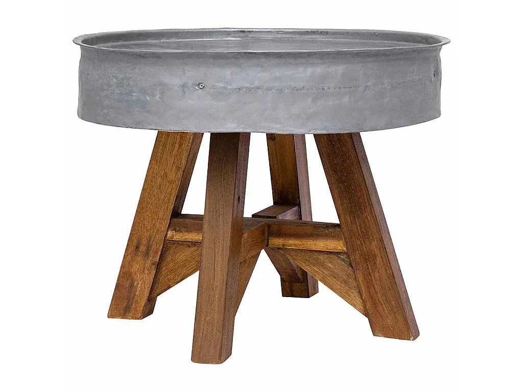Table basse bois de récupération mélangé 60x45 cm argenté