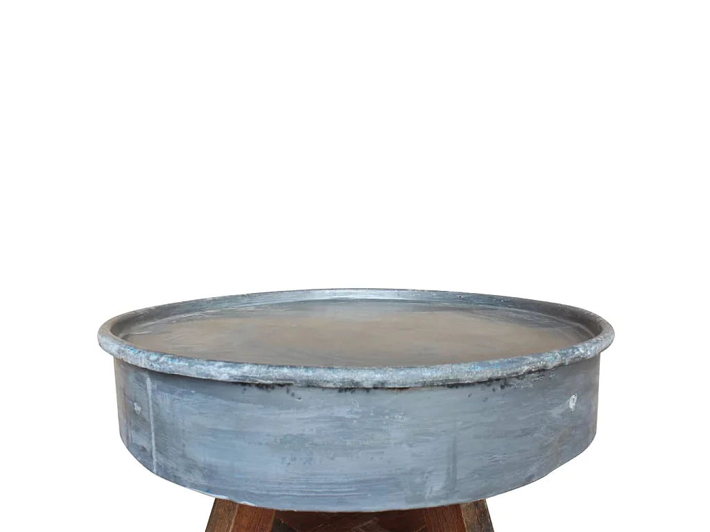 Table basse bois de récupération mélangé 60x45 cm argenté