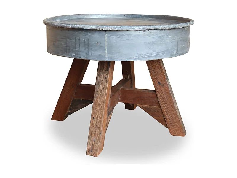 Mesa de centro 60x45 cm mistura de madeira recicladas prateado