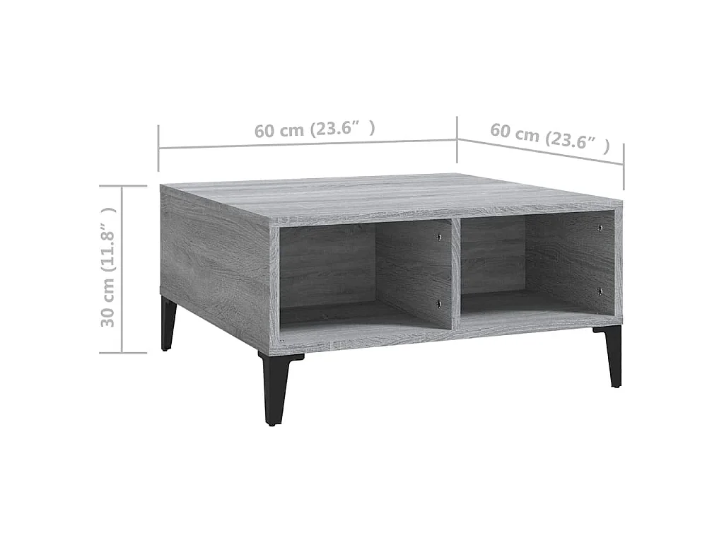 Couchtisch Grau Sonoma 60x60x30 cm Holzwerkstoff