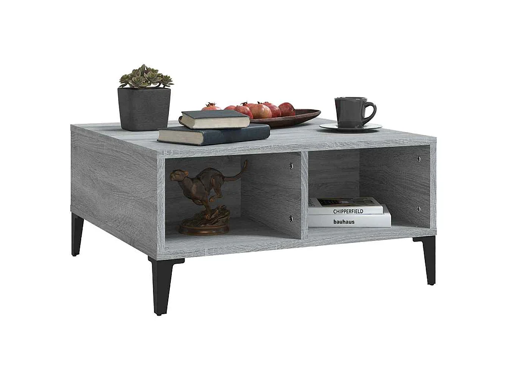 Table basse sonoma gris 60x60x30 cm bois d'ingénierie
