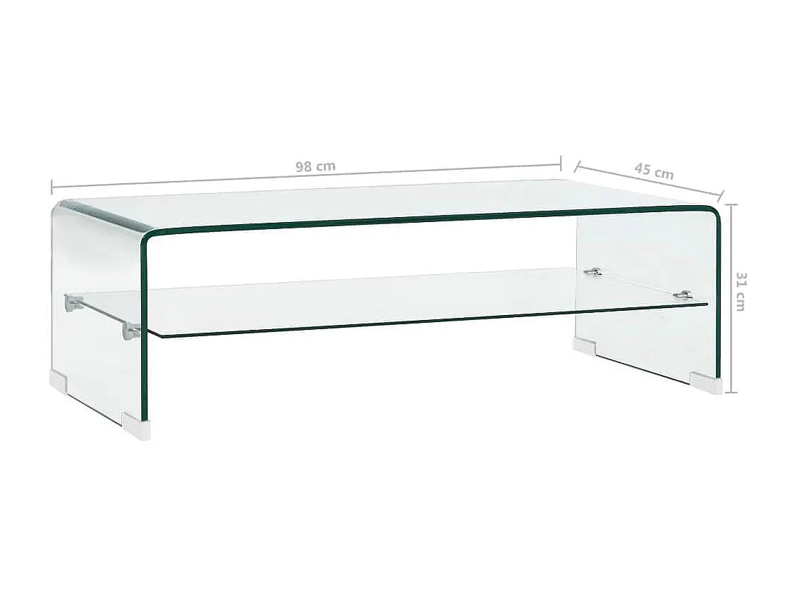 Salontafel 98x45x31 cm gehard glas transparant