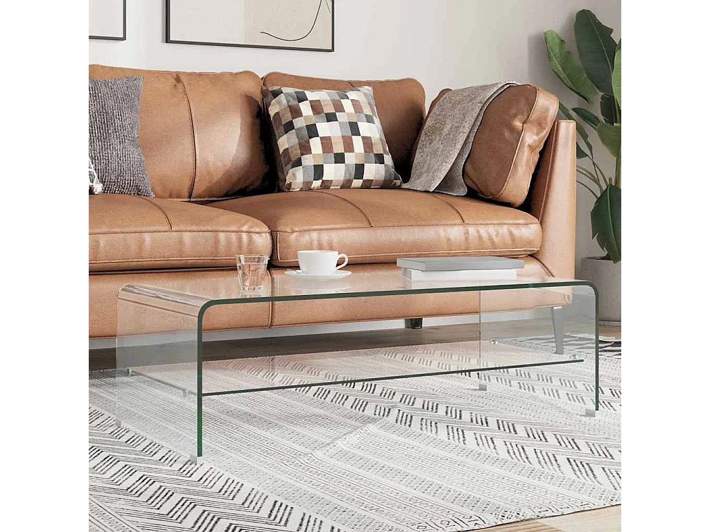 Mesa de centro 98x45x31 cm vidro temperado transparente