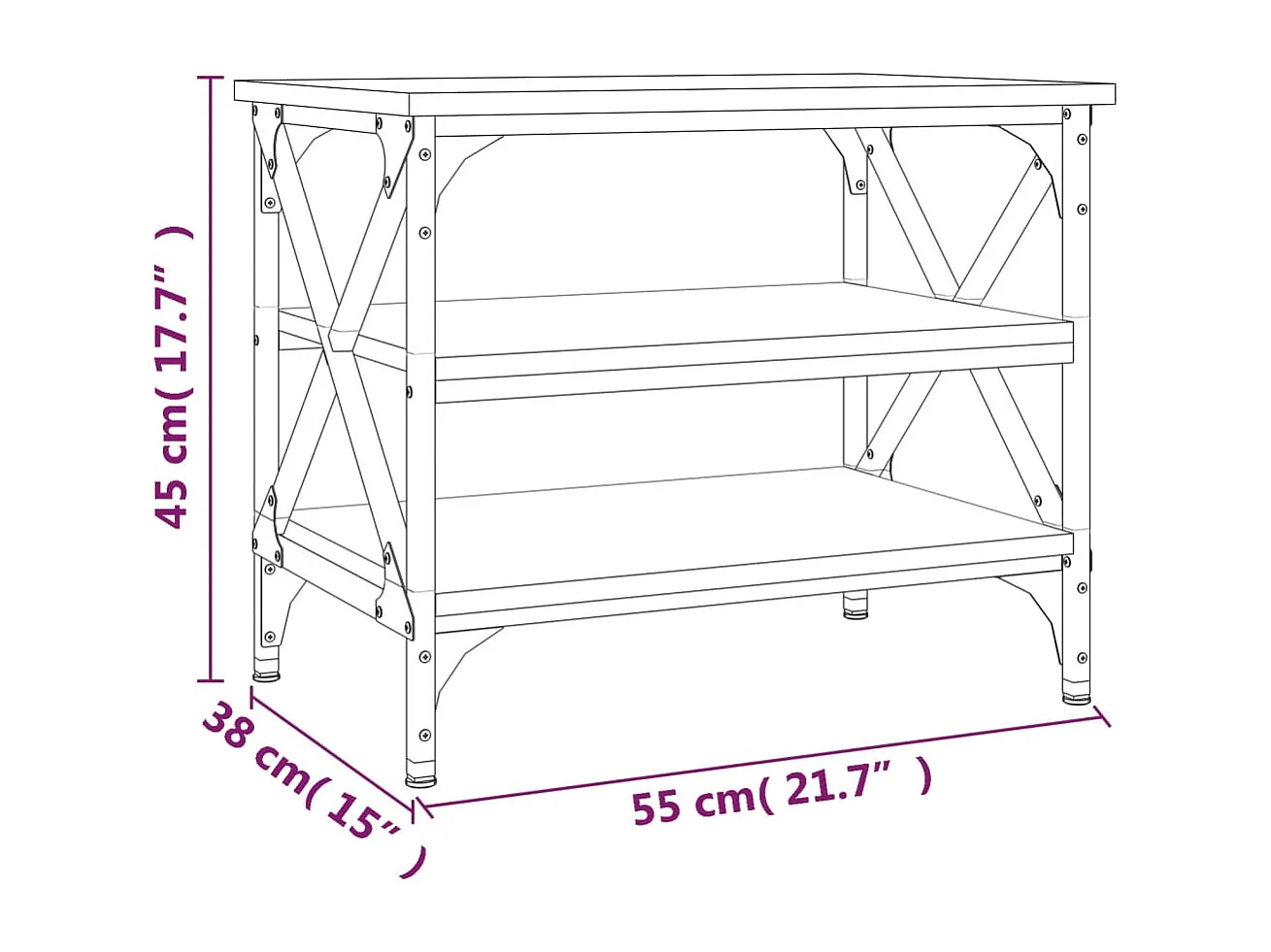 Table d'appoint Noir 55x38x45 cm Bois d'ingénierie