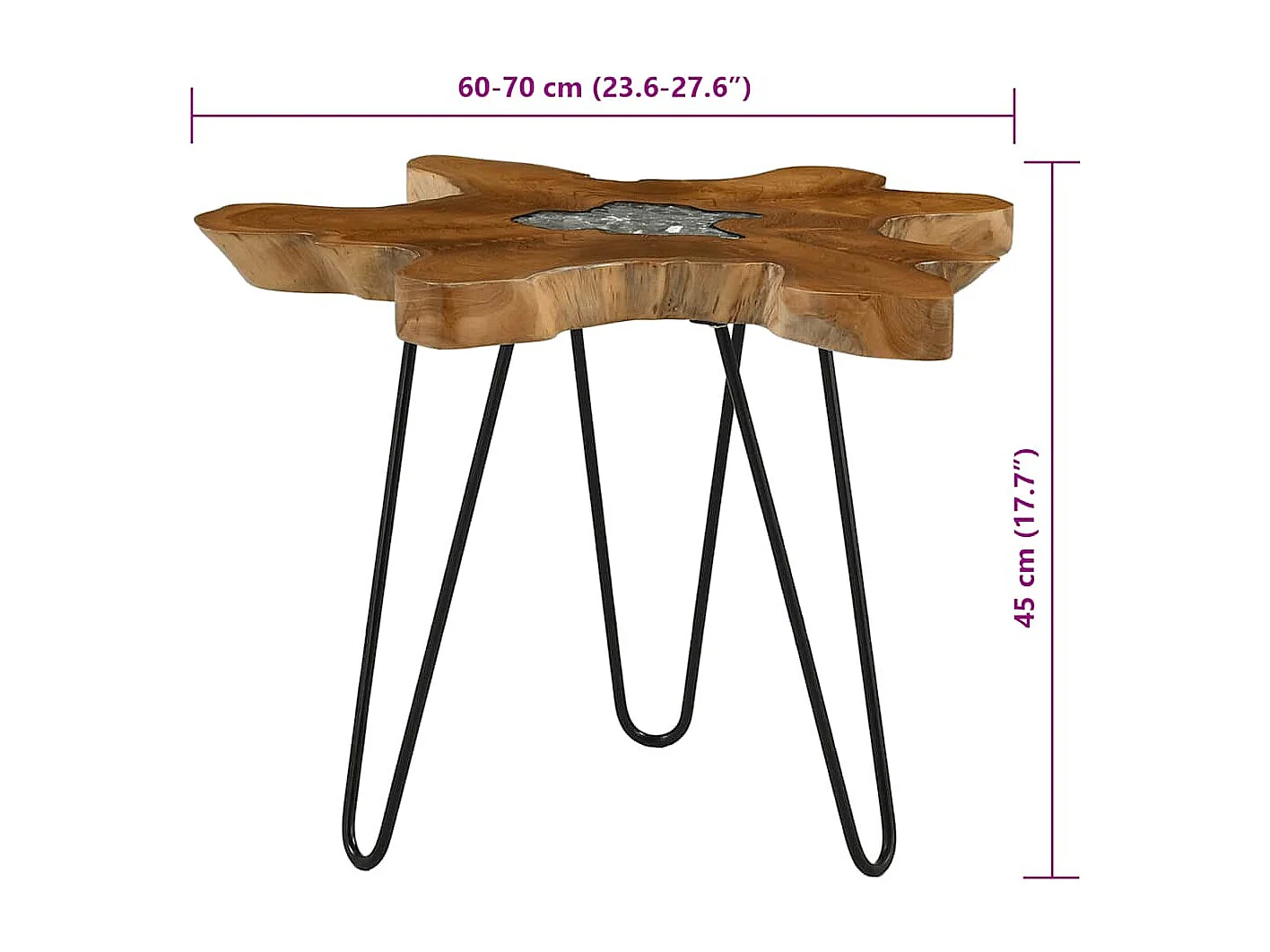 Salontafel 70x45 cm massief teakhout en polyresin