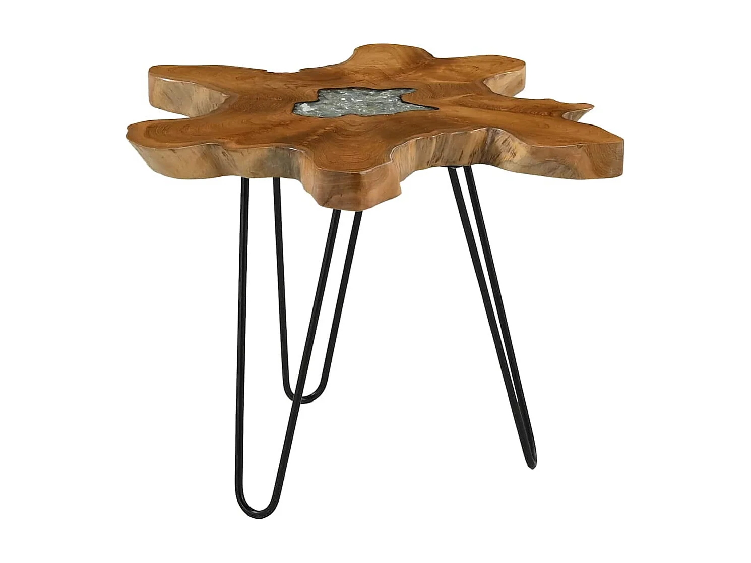 Table basse 70x45 cm Bois de teck massif et polyrésine