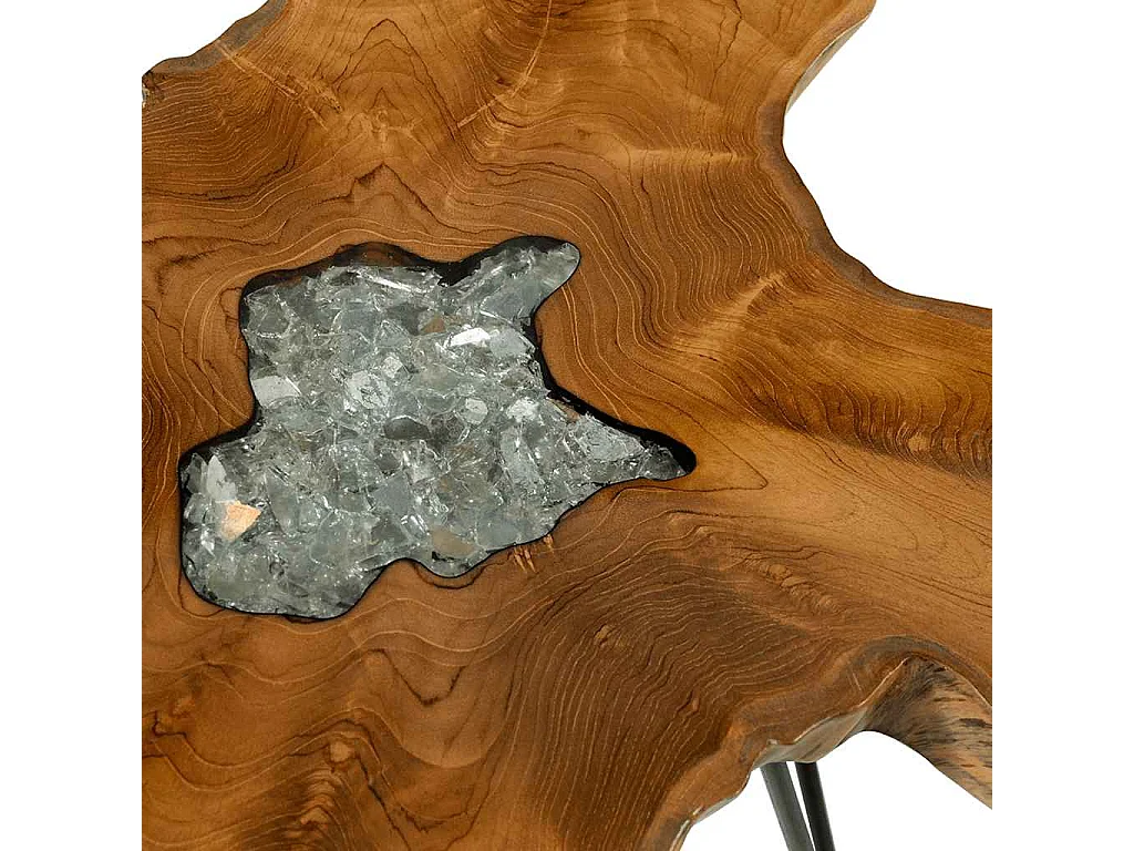Table basse 70x45 cm Bois de teck massif et polyrésine