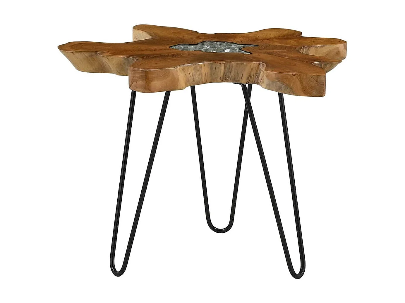 Table basse 70x45 cm Bois de teck massif et polyrésine