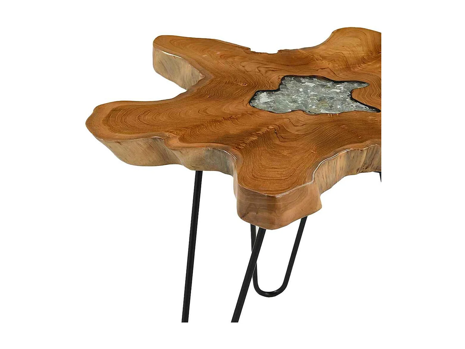 Table basse 70x45 cm Bois de teck massif et polyrésine