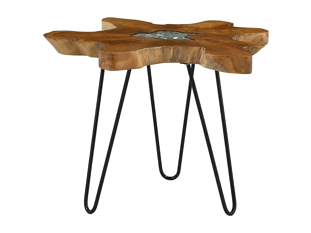 Table basse 70x45 cm Bois de teck massif et polyrésine