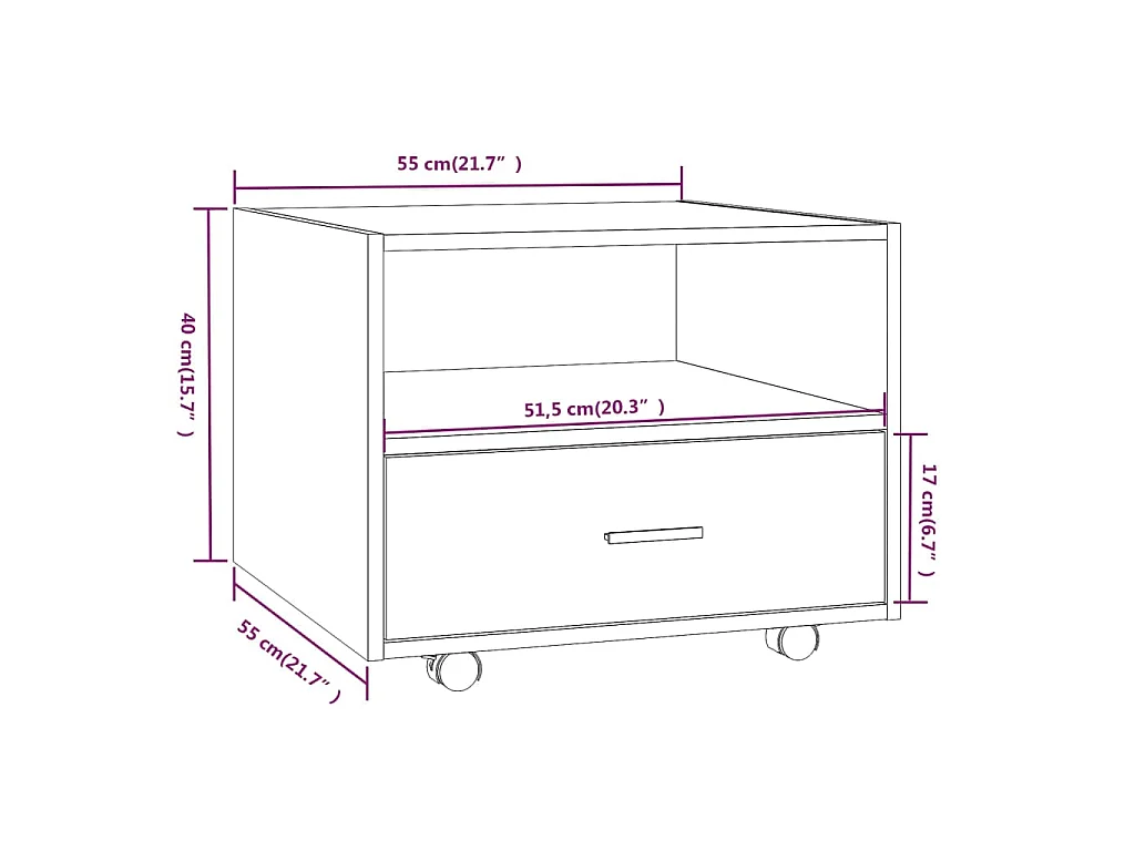 Table basse sonoma gris 55x55x40 cm bois d'ingénierie