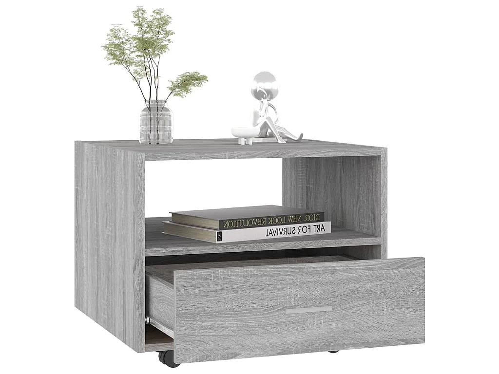 Table basse sonoma gris 55x55x40 cm bois d'ingénierie