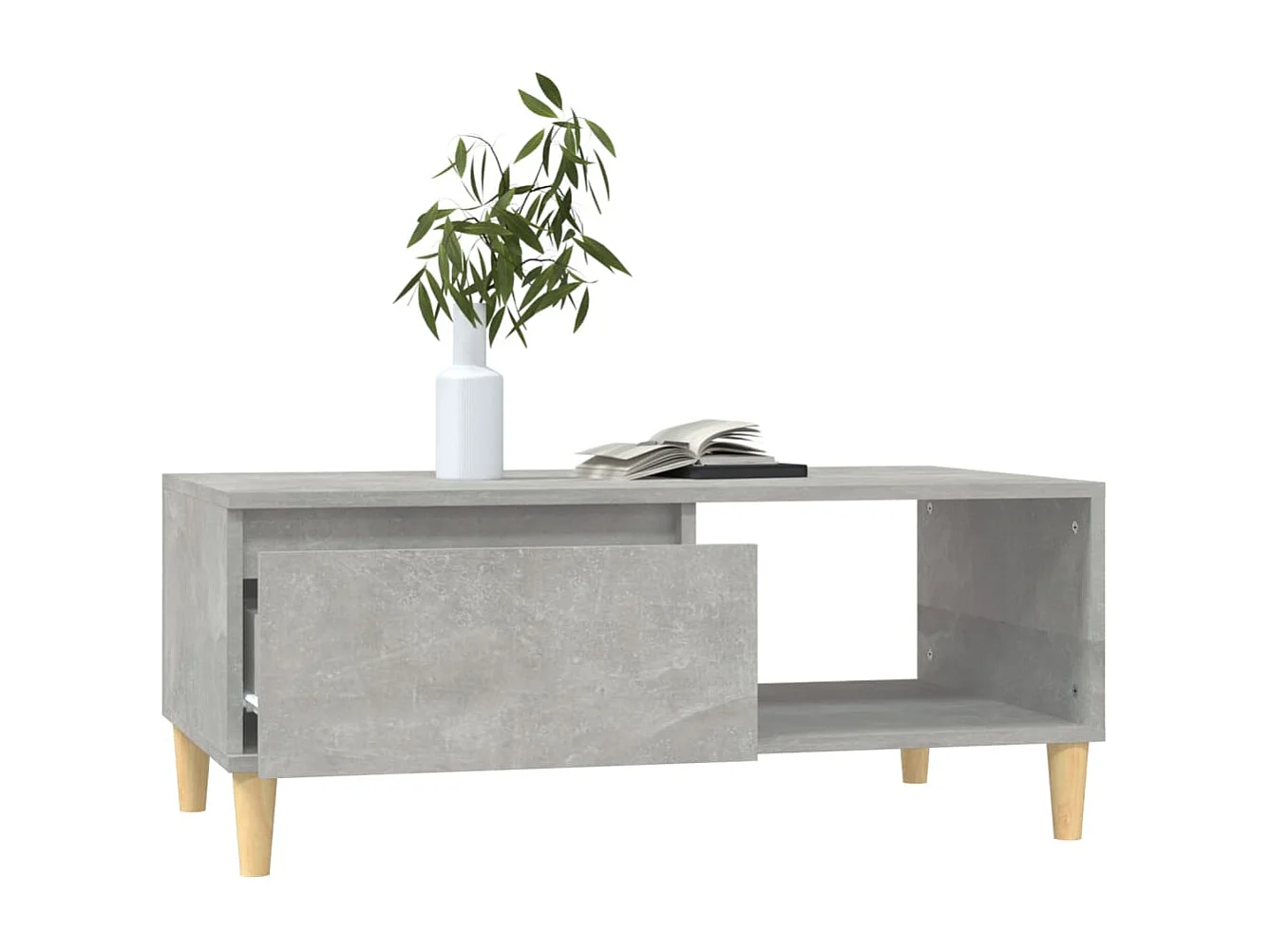 Mesa de centro madera contrachapada gris hormigón 90x50x36,5 cm
