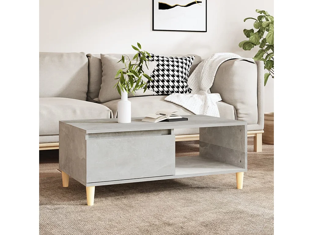 Table basse Gris béton 90x50x36,5 cm Bois d'ingénierie