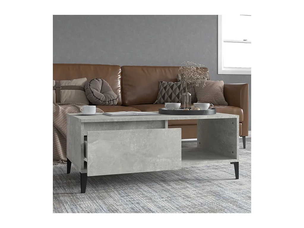 Table basse Gris béton 90x50x36,5 cm Bois d'ingénierie