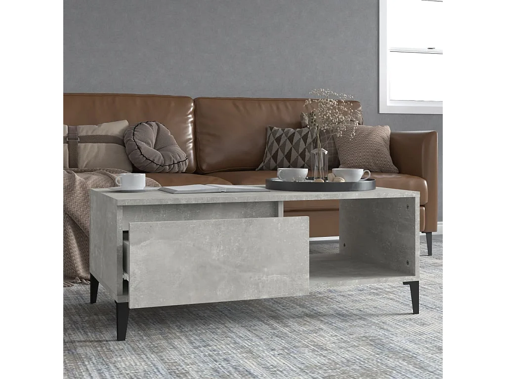 Table basse Gris béton 90x50x36,5 cm Bois d'ingénierie