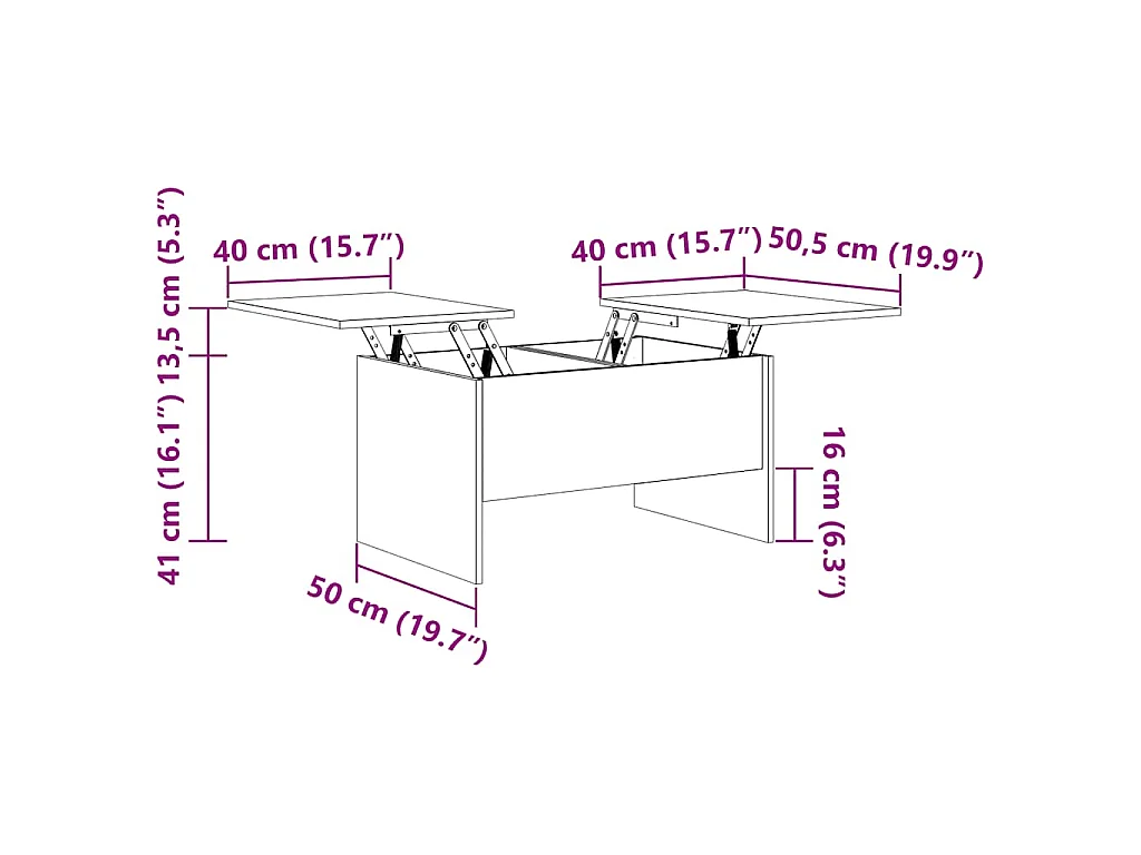 Table basse chêne sonoma 80x50x42,5 cm bois d'ingénierie