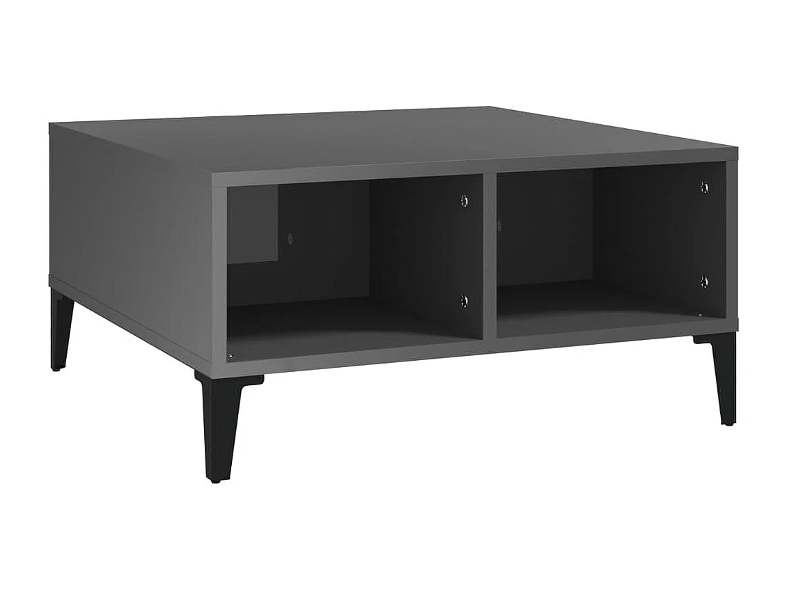 Table basse gris brillant 60x60x30 cm bois d'ingénierie