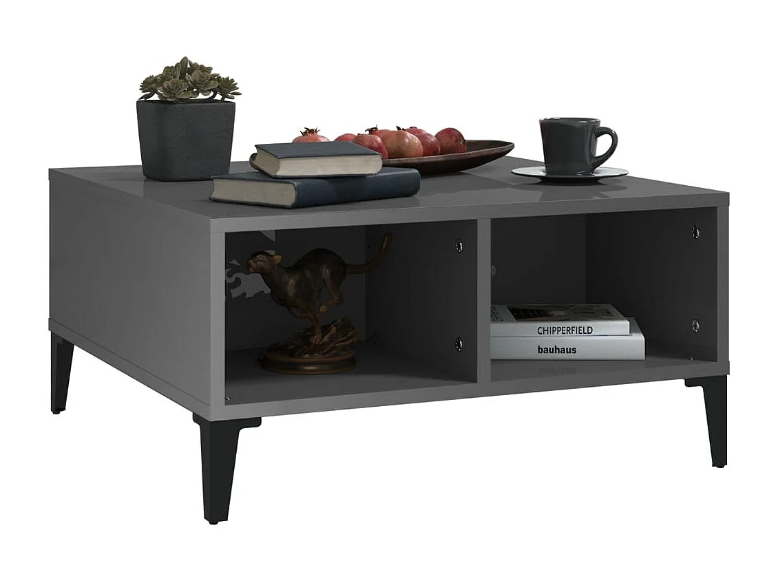 Table basse gris brillant 60x60x30 cm bois d'ingénierie