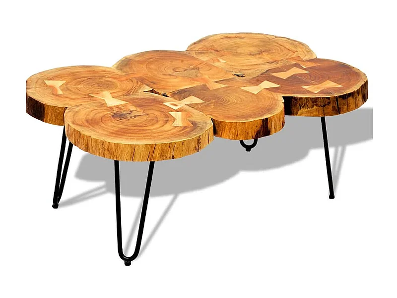 Couchtisch 35 cm 6 Baumscheiben Massivholz Akazie