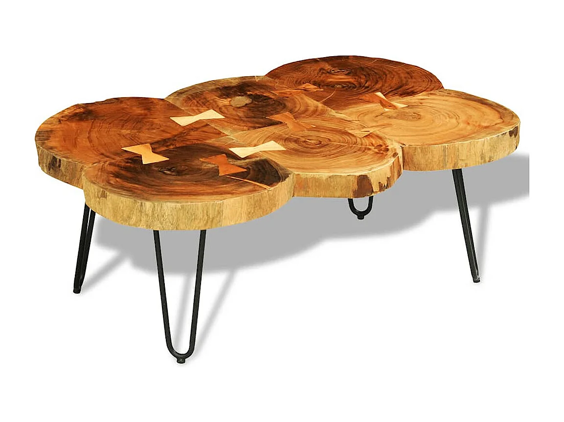 Mesa de centro 35 cm 6 troncos madeira de acácia sólida